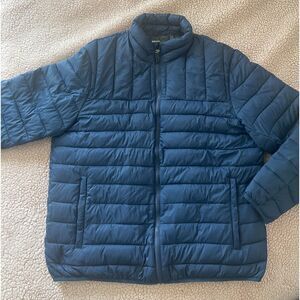 SwissTech Men's Blue/Gray Long Sleeve Puffer Jacket LG (42-44) w. Storage bag